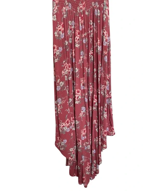 Lg Pink Floral Maxi Dress Sweetheart Neckline High Low Hem Coquette Easter - Picture 4 of 13